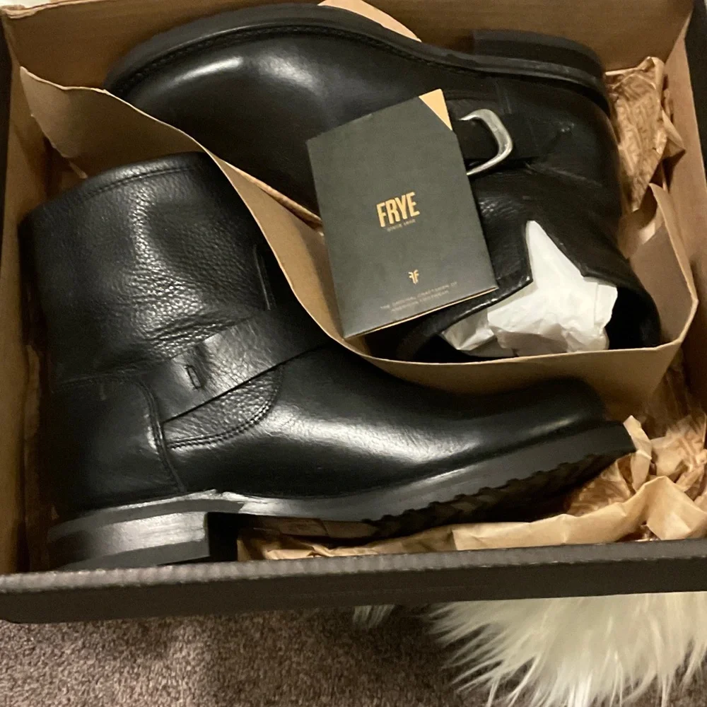 Frye Black Buckle Leather Boots - Picture 16 of 16